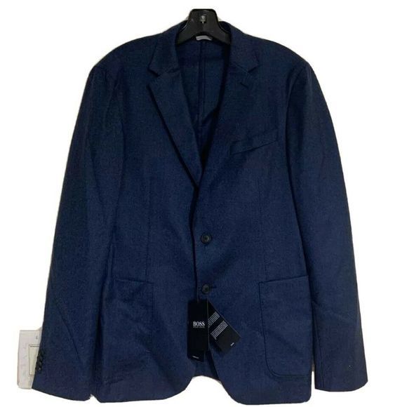 Hugo Boss Mens Two Button Blazer Suit Jacket Blue